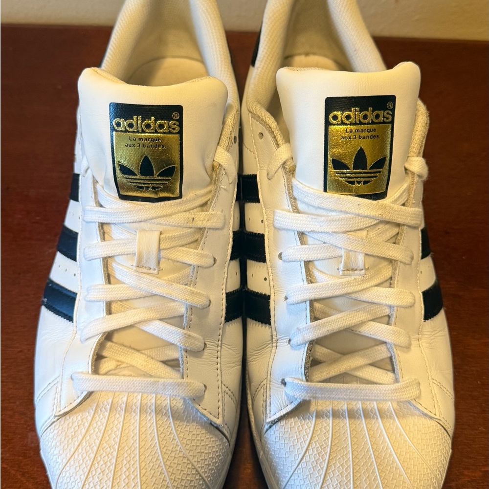 Adidas Superstar White with Black Stripes Men's Sneakers - Picture 2 of 12